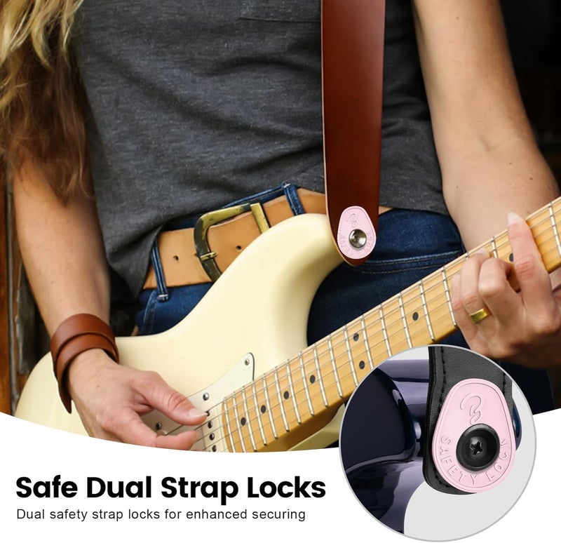 BestSounds Guitar Strap Blocks, 6PCS Premium Silicone Safety Locks (B Style Pink) - Image 2